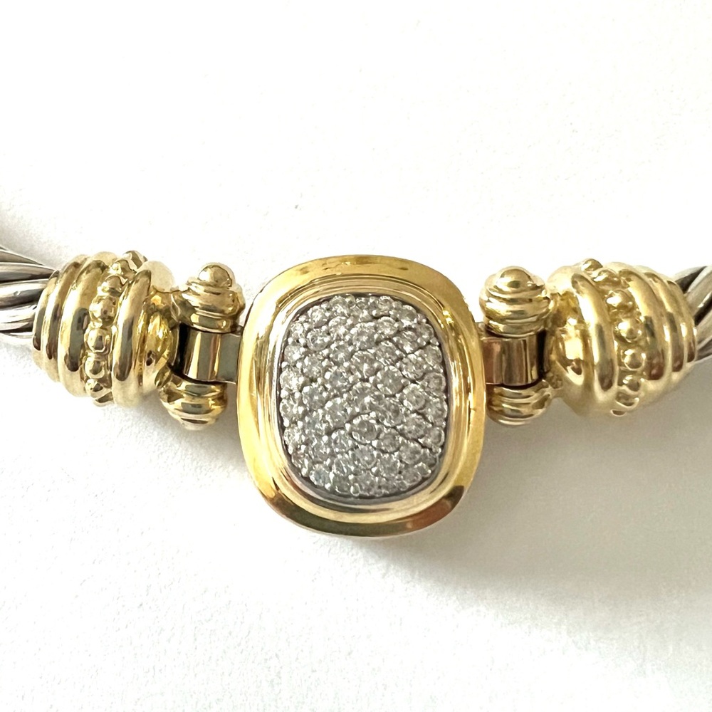David Yurman Albion Statement Cable Necklace With Diamonds and 18k Gold - Picture 8 of 10